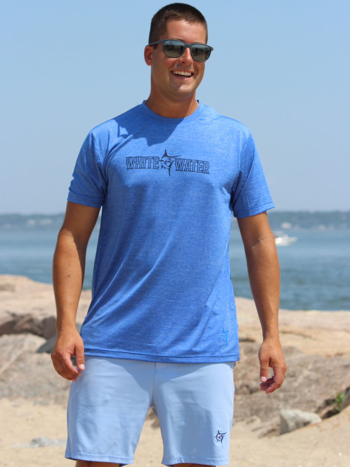 White Water Life Bimini Primary Performance Tee with short sleeves, featuring a casual fit and vibrant design.