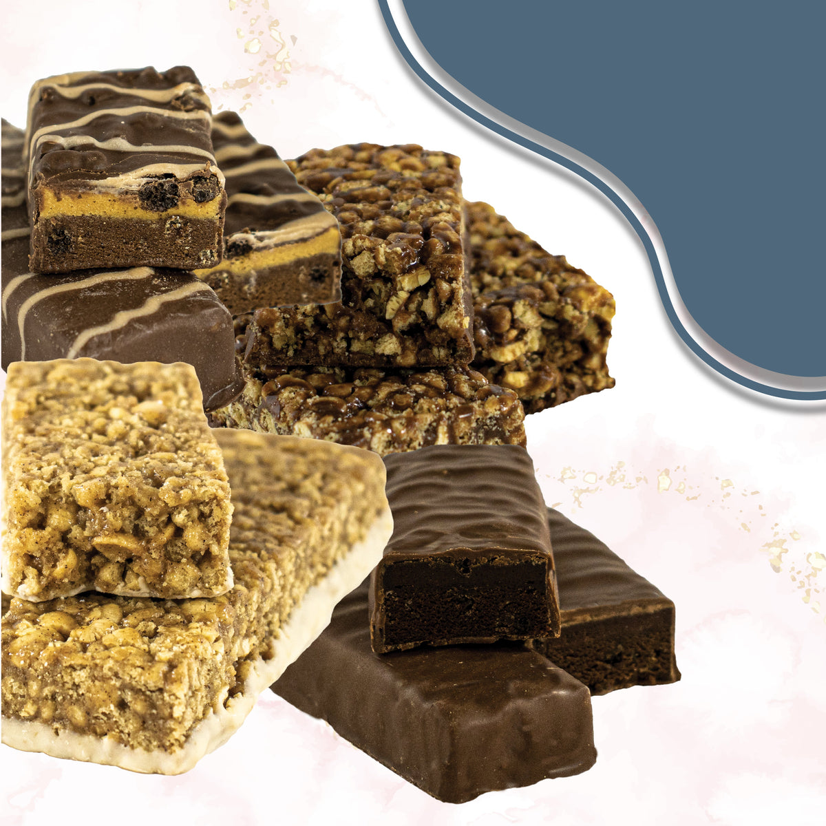 Assorted Biocare 15G Protein Bars Variety Pack with seven different flavor bars on a plain background.