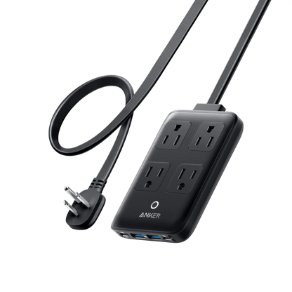 Anker 8-in-1 charging station in black with multiple ports and a 20W power output, designed for versatile device charging.