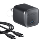 Anker Nano Charger 45W with black USB-C to USB-C cable, compact power adapter for fast charging devices.
