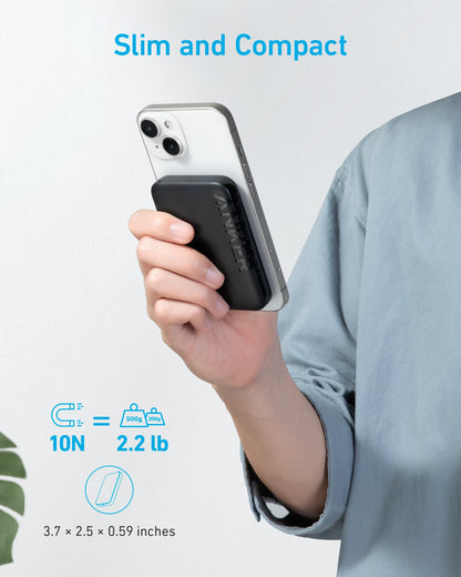 Black Anker 321 MagGo Battery PowerCore Magnetic 5K portable charger for quick charging of compatible devices