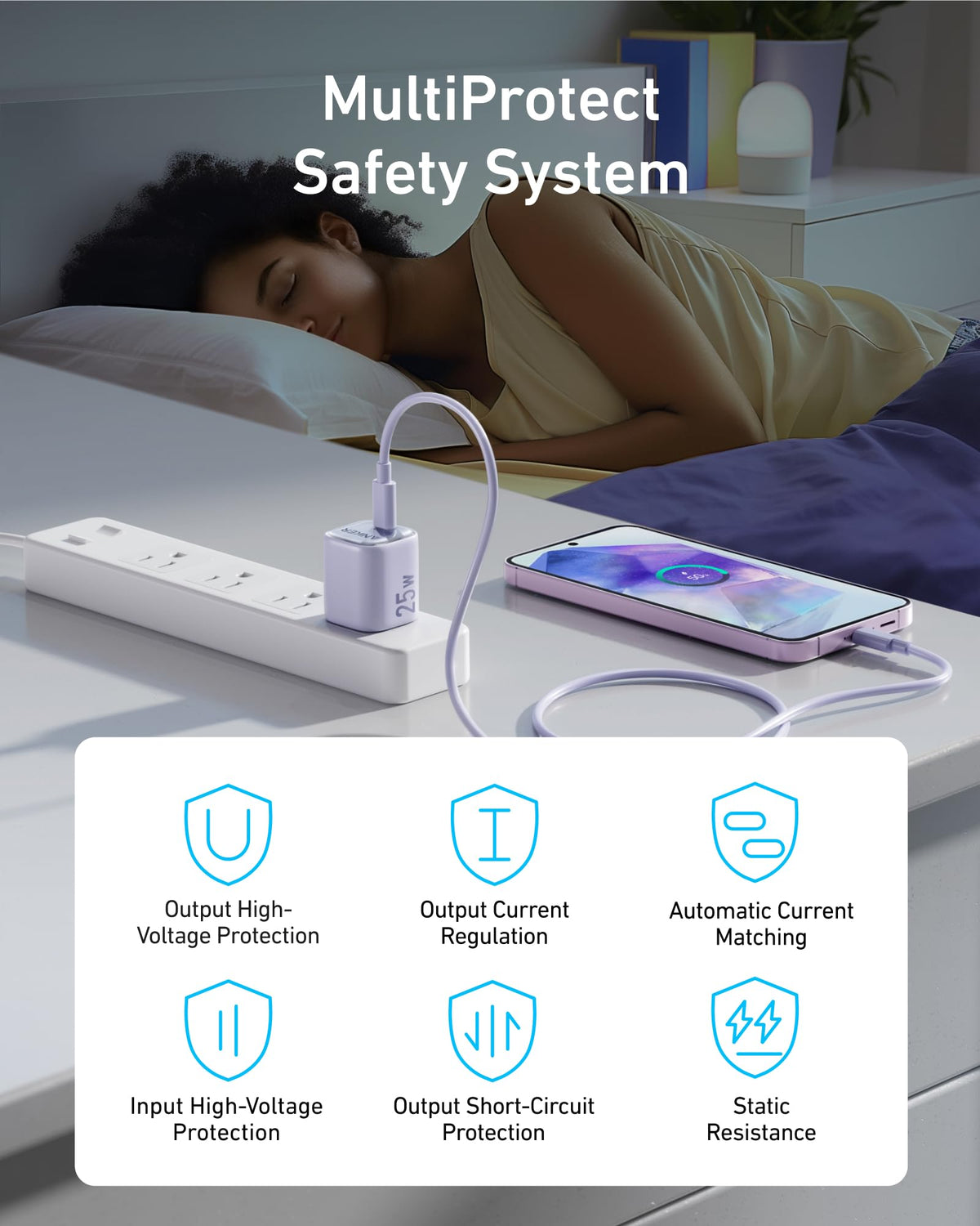 Black Anker 25W compact charger with USB-C port, ideal for fast charging smartphones and devices.
