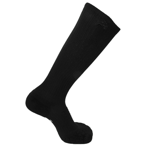 Black iReliev AMP leg compression sock, snug-fitting compression sock for improved circulation and support.