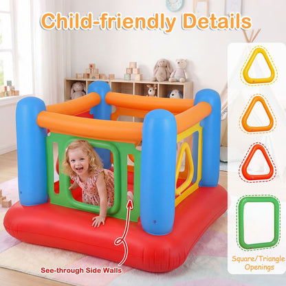Colorful inflatable bounce house for kids with transparent side walls, durable design by GBruno Store for outdoor fun and active play.