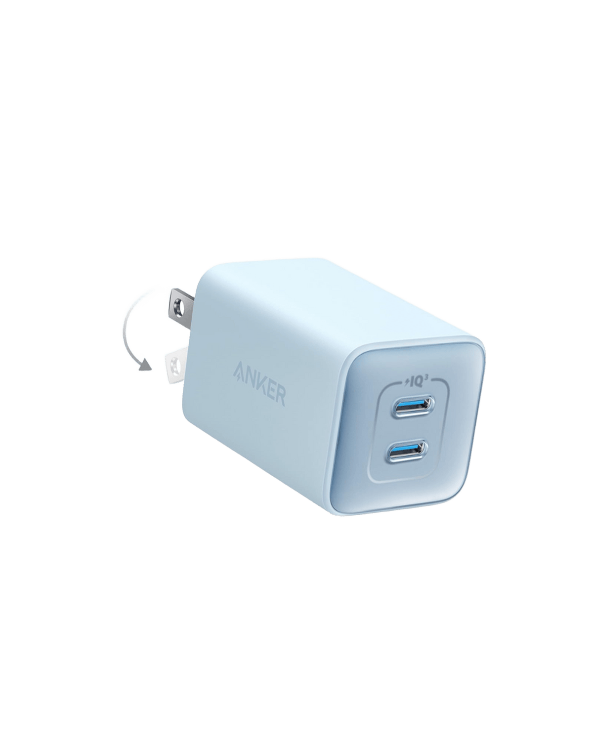 Blue Anker Nano 3 47W charger with compact design and USB-C port, ideal for fast charging devices.