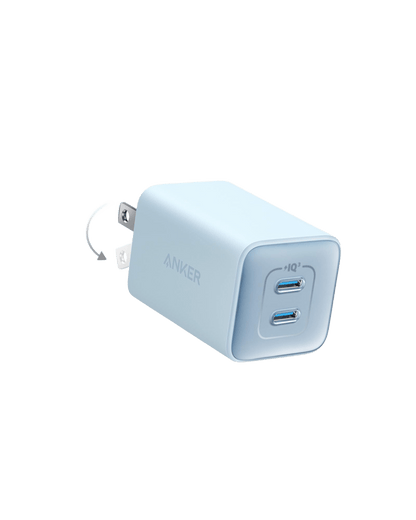 Blue Anker Nano 3 47W charger with compact design and USB-C port, ideal for fast charging devices.
