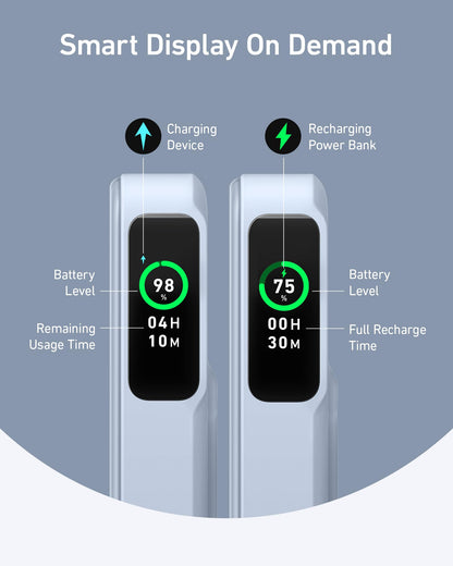 Anker MagGo 10K Power Bank in blue, portable rechargeable battery with MagSafe compatibility for charging devices on the go.