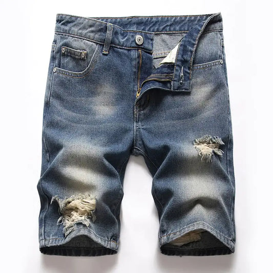 Retro Denim Pants with Broken Holes - European & American Style