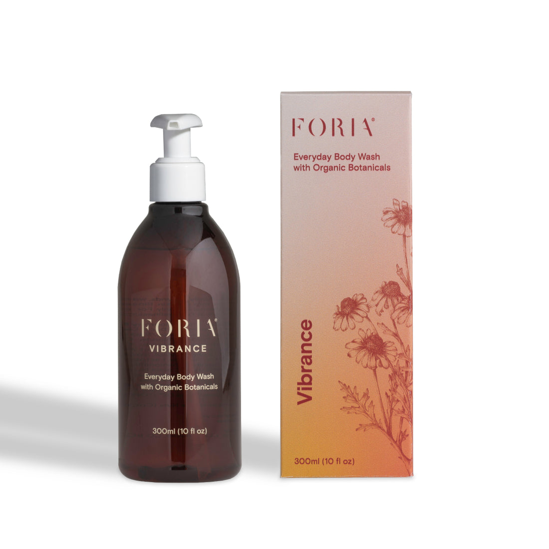 Foria Everyday Body Wash with organic botanicals, creamy lather and natural ingredients in a sleek bottle.