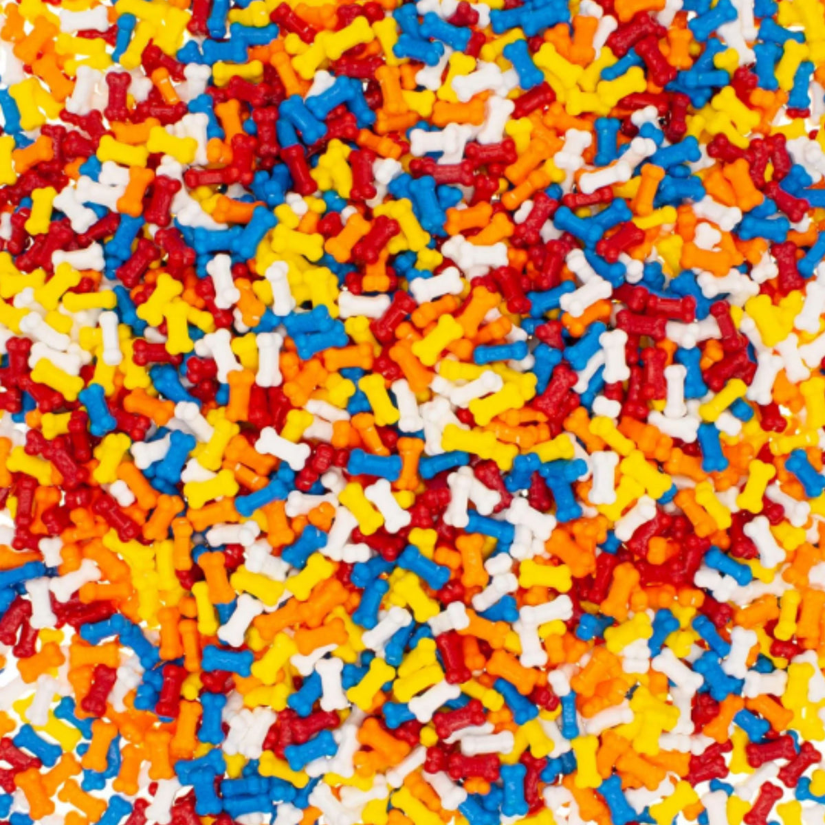 Assorted Bonz Bone Shaped Hard Candy from Candy In Bulk in a colorful bulk value bag, featuring bone-shaped candies in various colors.