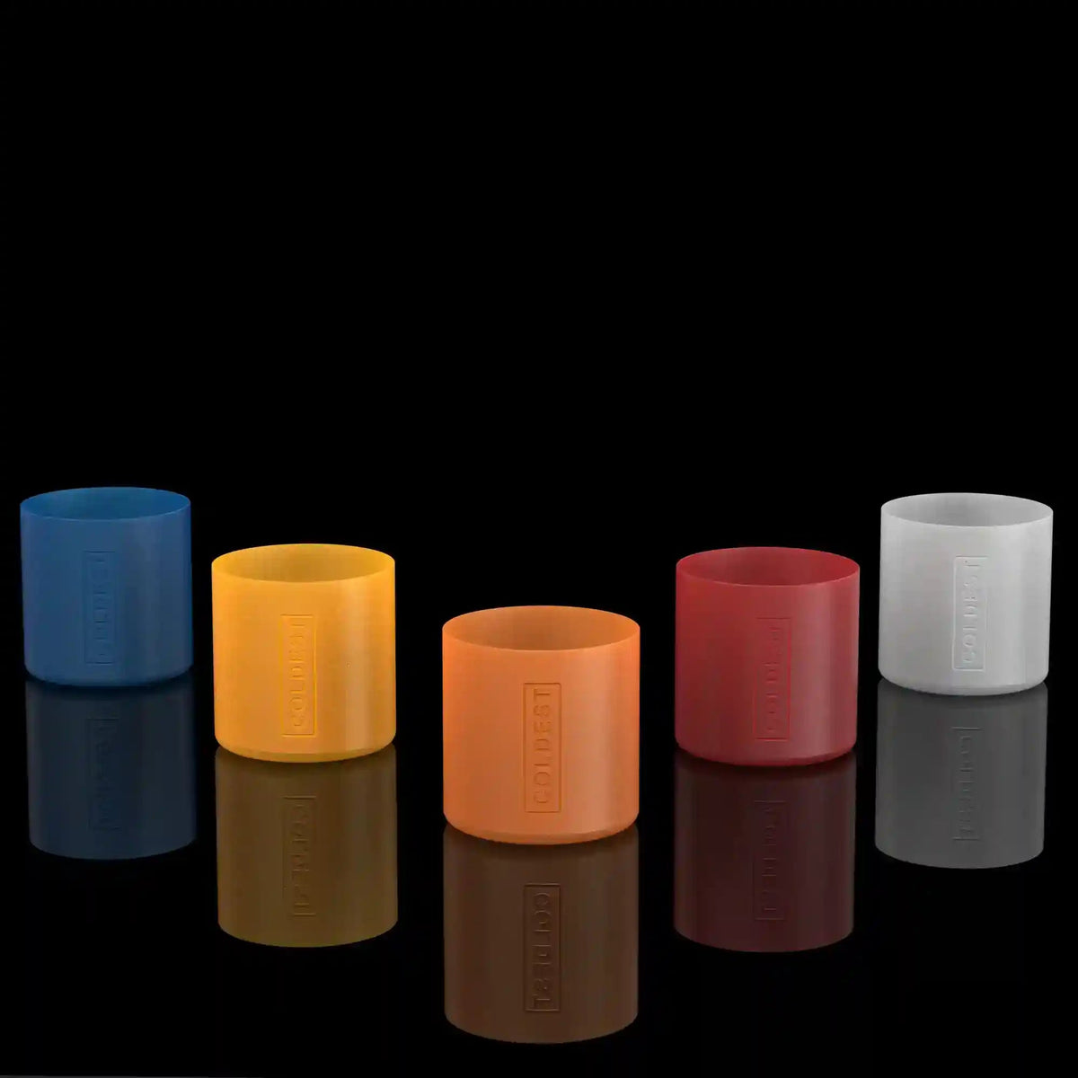 Set of five Coldest Boots accessory pieces with glow-in-the-dark features, designed for Coldest brand winter gear.