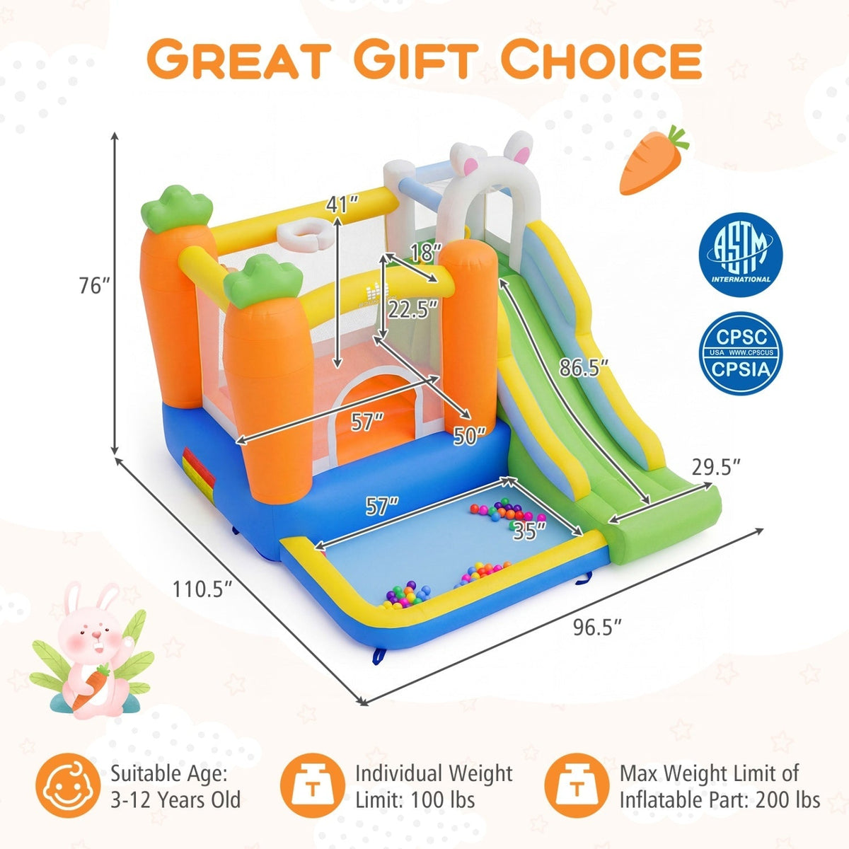 Colorful GBruno Store bounce house for kids with inflatable slide and play area, perfect for outdoor fun and active entertainment.