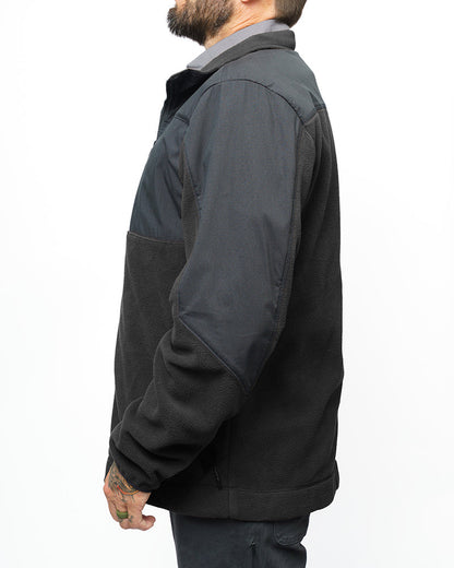 Black Bruin fleece zip-up jacket by Off The Grid Surplus, shown with front zipper and soft fleece fabric.