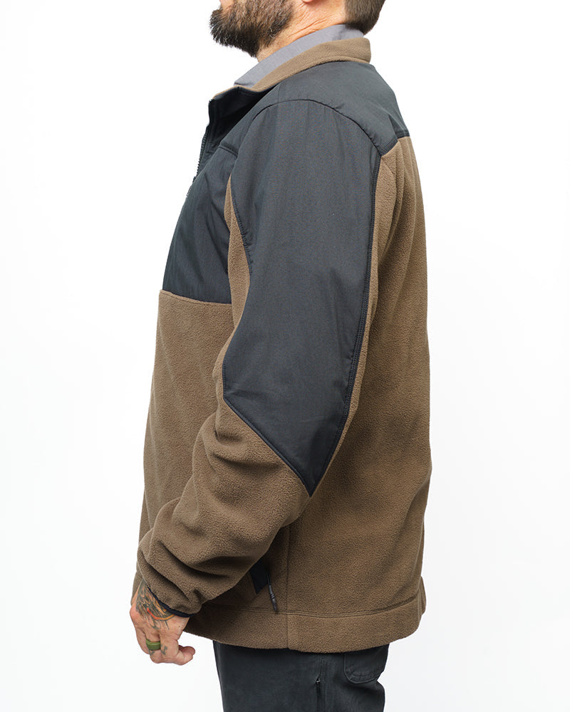 Off The Grid Surplus Bruin Fleece Zip Up in Major Brown, cozy fleece jacket with front zipper and soft texture.