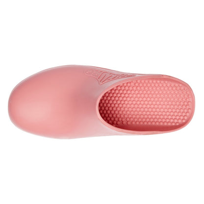 Calzuro Classic Bubblegum clogs showing the top view with smooth, hole-free design in vibrant pink color.