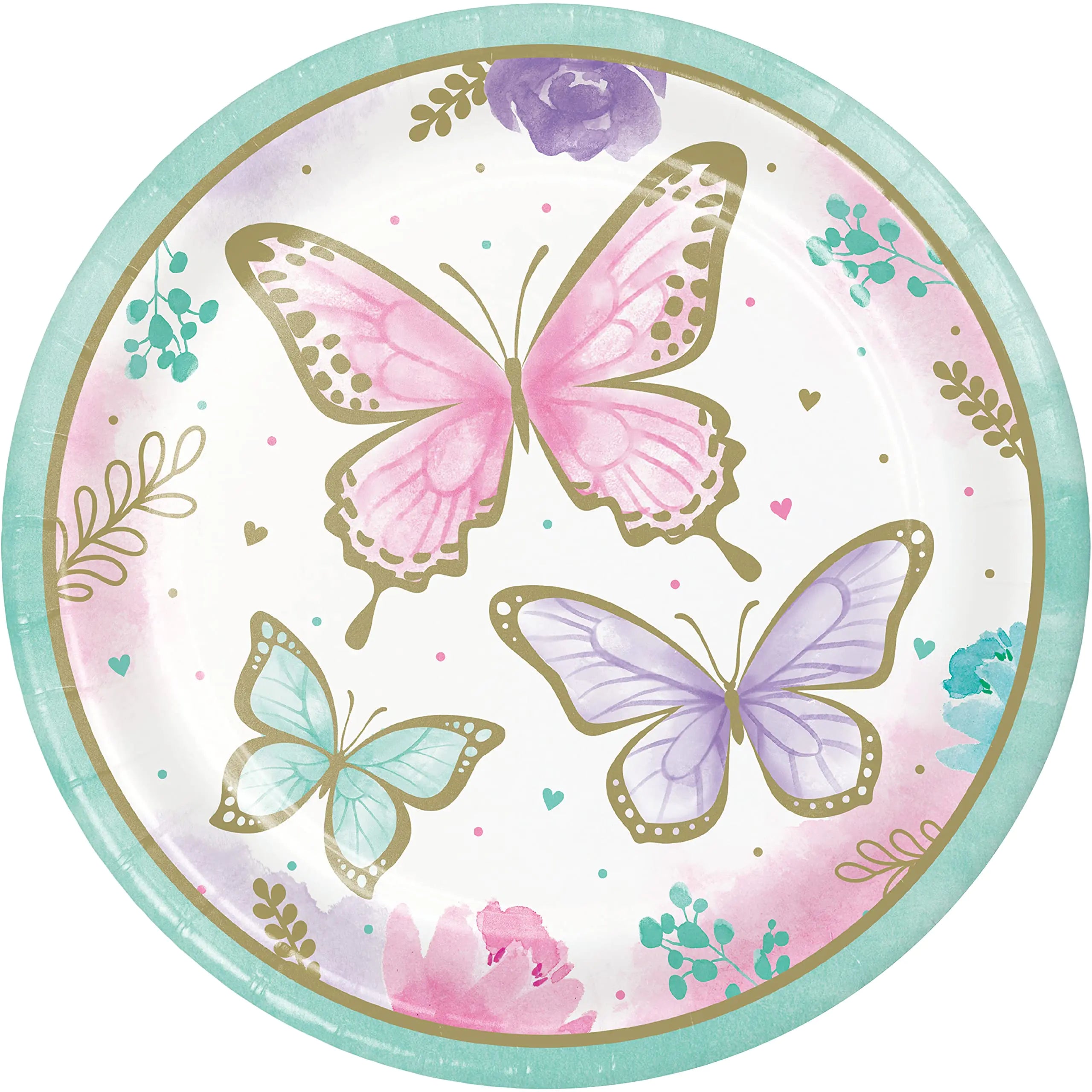 Golden Butterfly Paper Plates 8 ct
