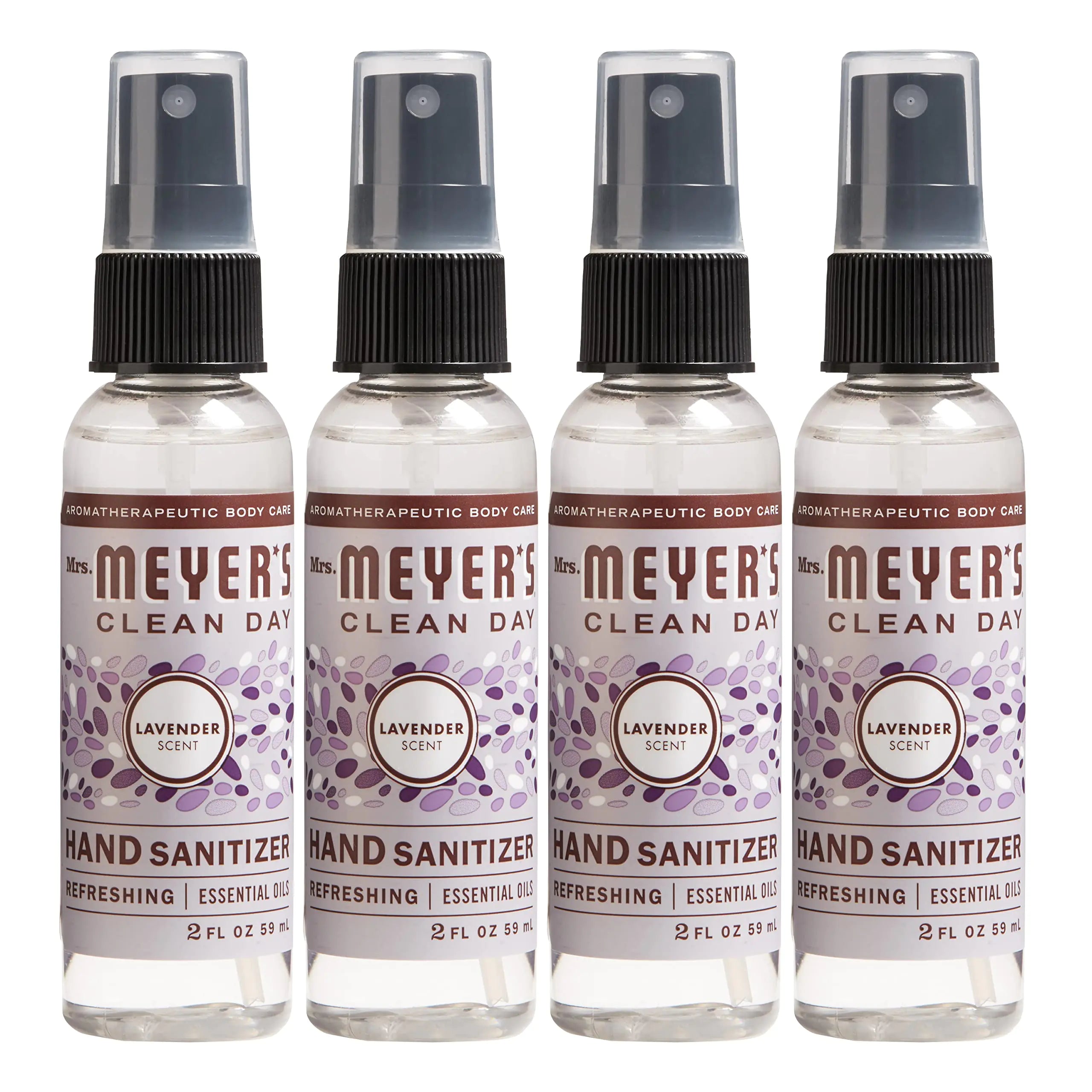 MRS. MEYERS CLEAN DAY Antibacterial Hand Sanitizer Spray Travel Size Removes 99.9% of Bacteria Lavender 2 oz - Pack of 4