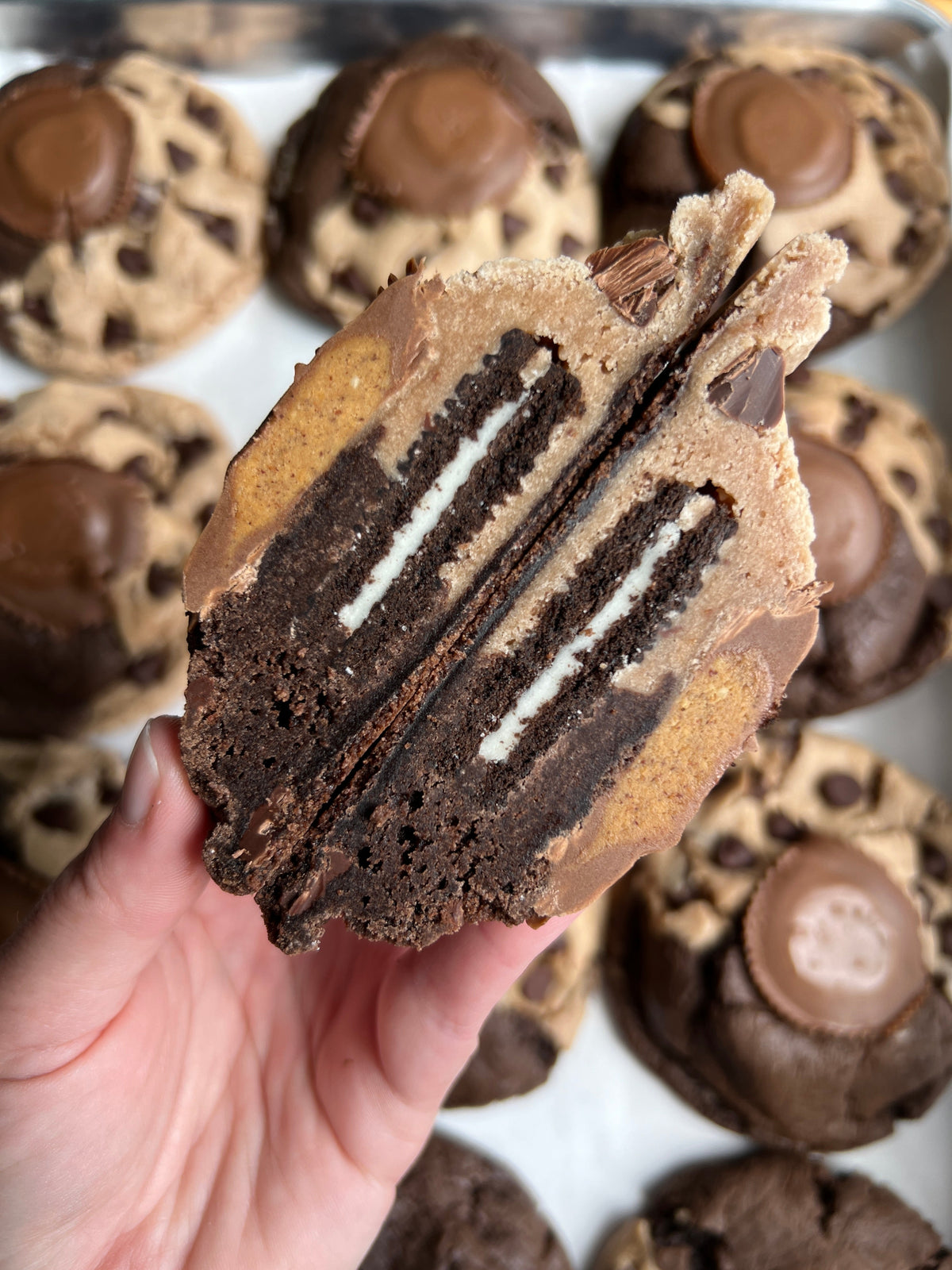 Chocolate cookies from Let's Get Baked Artisan Desserts with a rich, baked appearance and a slightly cracked surface.