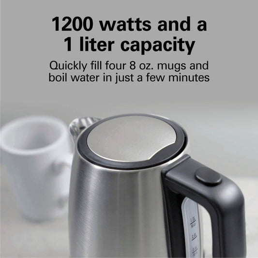 Hamilton Beach Stainless Steel Electric Kettle, Tea & Water Kettle, 1L