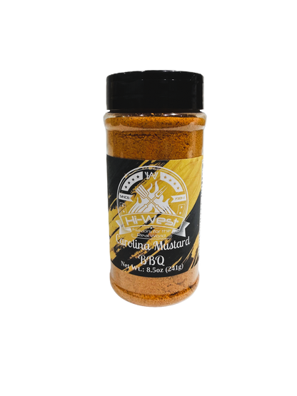 Hi-West Carolina Mustard BBQ seasoning packet from Hi-West Foods, Inc., showing the colorful label and product packaging.