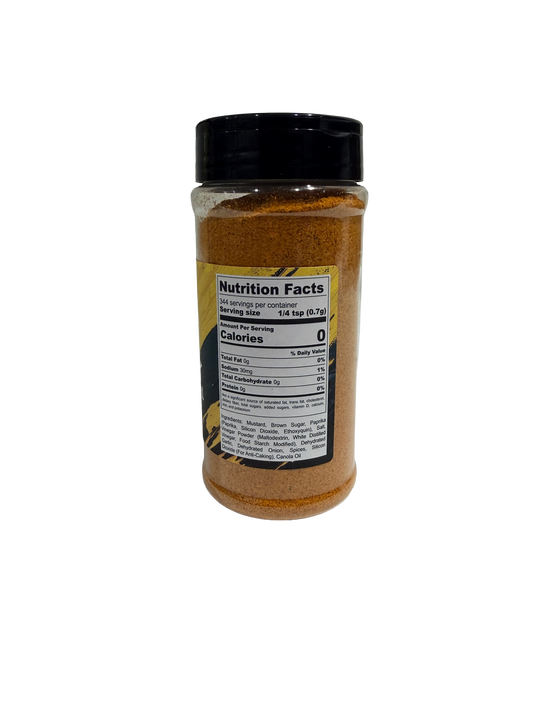 Hi-West Carolina Mustard BBQ seasoning jar, spicy yellow spice blend for barbecue, by Hi-West Foods, Inc.