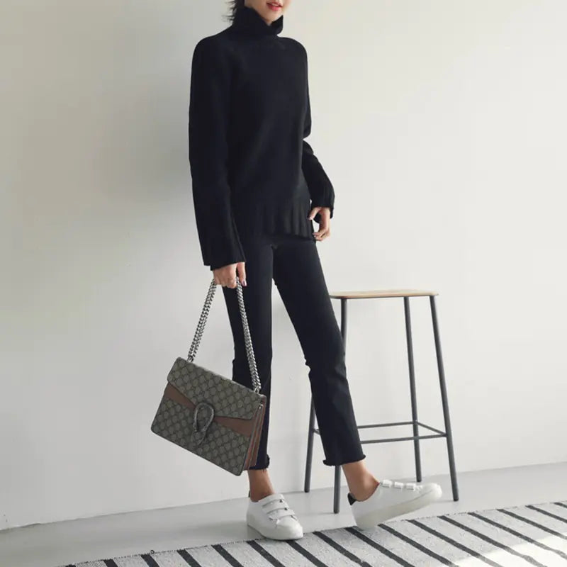 Loose Fit White Denim Women's High Waist Pants