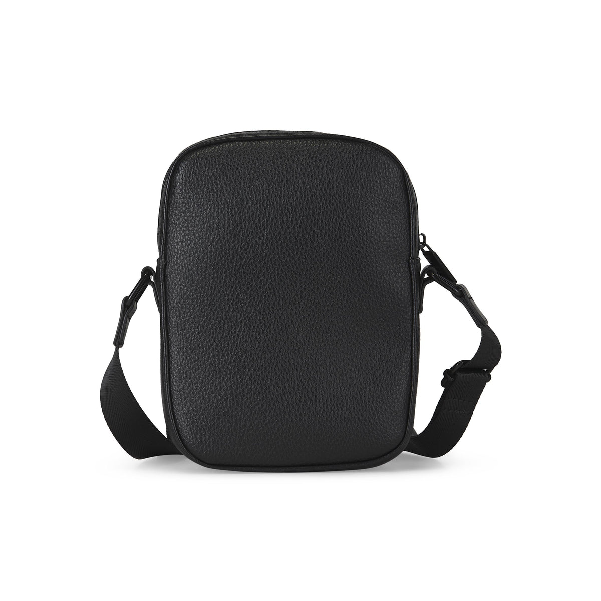 Black Bugatti Collections Central Crossbody bag with adjustable strap and sleek design, shown from the back.
