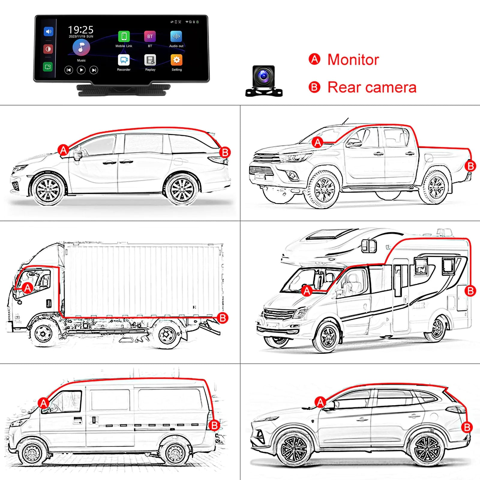 10.26" HD Car DVR with Rear Camera & Carplay