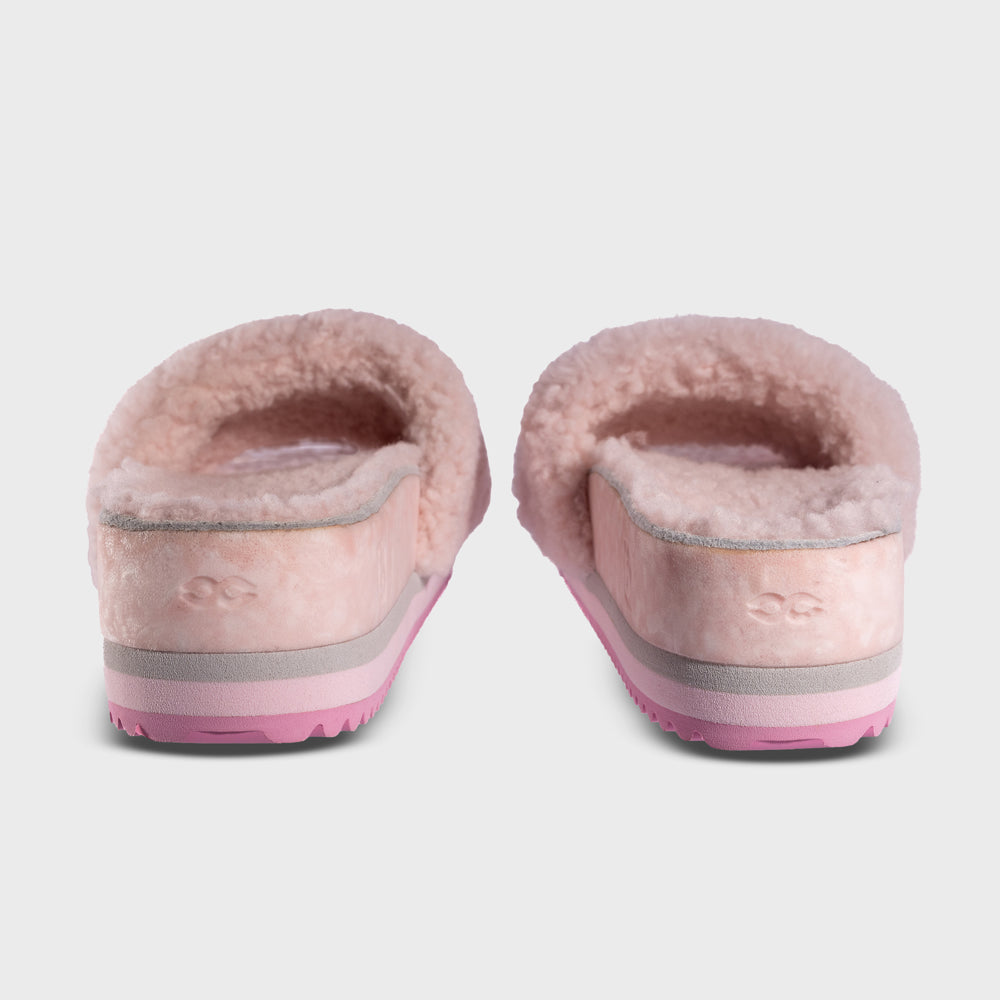 Fleks Cito Slide in Peony color, showcasing the rear view of the San Ysidro slide with adjustable straps and cushioned footbed.