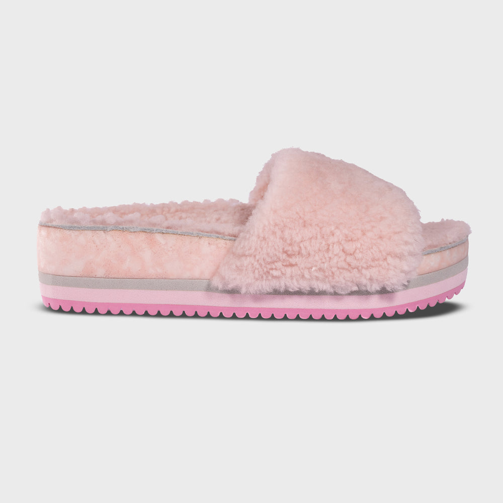 Fleks San Ysidro Cito Slide in peony pink with a simple strap design and cushioned footbed.