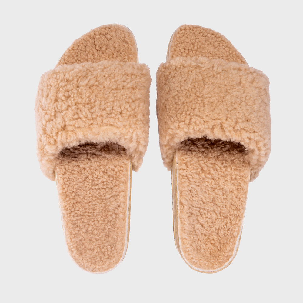 Fleks Cito Slide San Ysidro Sand color, open-toe casual slide sandal with adjustable straps and cushioned footbed.