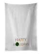 Set of two Caroline's Treasures Herwick Sheep Happy Holidays kitchen towels with festive sheep design.