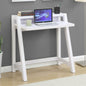 White modern minimalist compact computer desk by BACKUPMYFILESNOW®, featuring a sleek design and clean lines for home or office use.