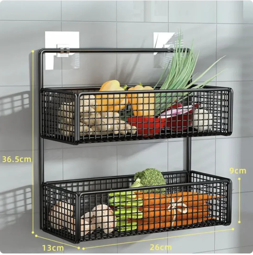 Adhesive Wall-Mounted Kitchen Basket Shelf