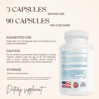 Bottle of Happy Millions Collagen Complex supplement with colorful label and capsules inside, designed to support skin and joint health.