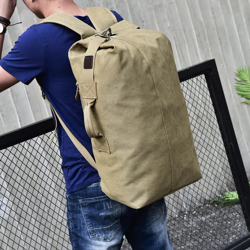 Large Canvas Travel Backpack for Men - Outdoor Sports Bag