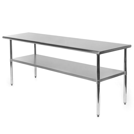 Stainless steel kitchen prep work table by FastFurnishings, 72 x 24 inches, durable utility table for restaurant or commercial use.