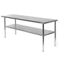 Stainless steel kitchen prep work table by FastFurnishings, 72 x 24 inches, durable utility table for restaurant or commercial use.