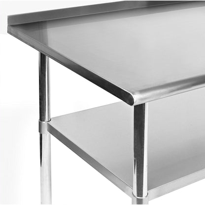 Stainless steel kitchen prep work table by FastFurnishings, 72 x 24 inches, durable utility table for restaurant or commercial use.
