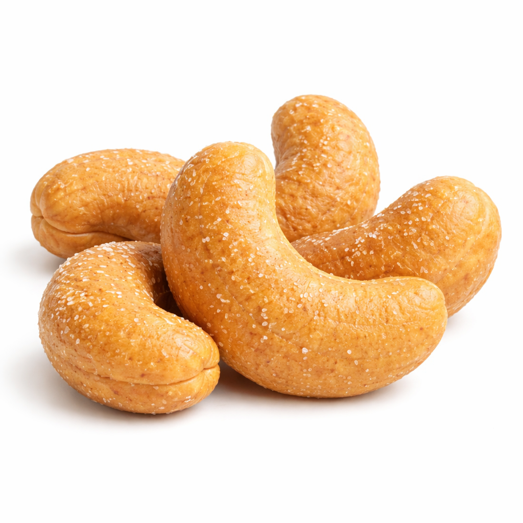 Dry roasted salted cashews snack in a bulk bag, showing crunchy, golden nuts from Candy In Bulk.