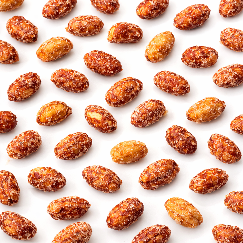 Bulk Sugar Toasted Peanuts snack bag from Candy In Bulk, featuring shiny, caramel-coated peanuts in a clear plastic bag.