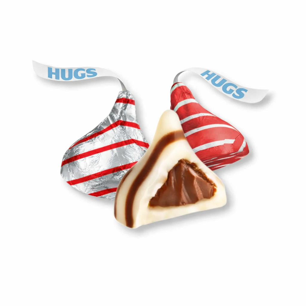 Hershey’s Hugs milk chocolate with white creme in a bulk Candy In Bulk Valentine’s Edition bag