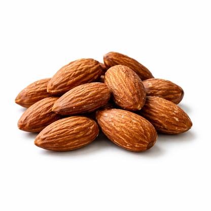 Dry roasted salted almonds in a bulk snack bag, showcasing golden almonds with a light salt coating from Candy In Bulk.