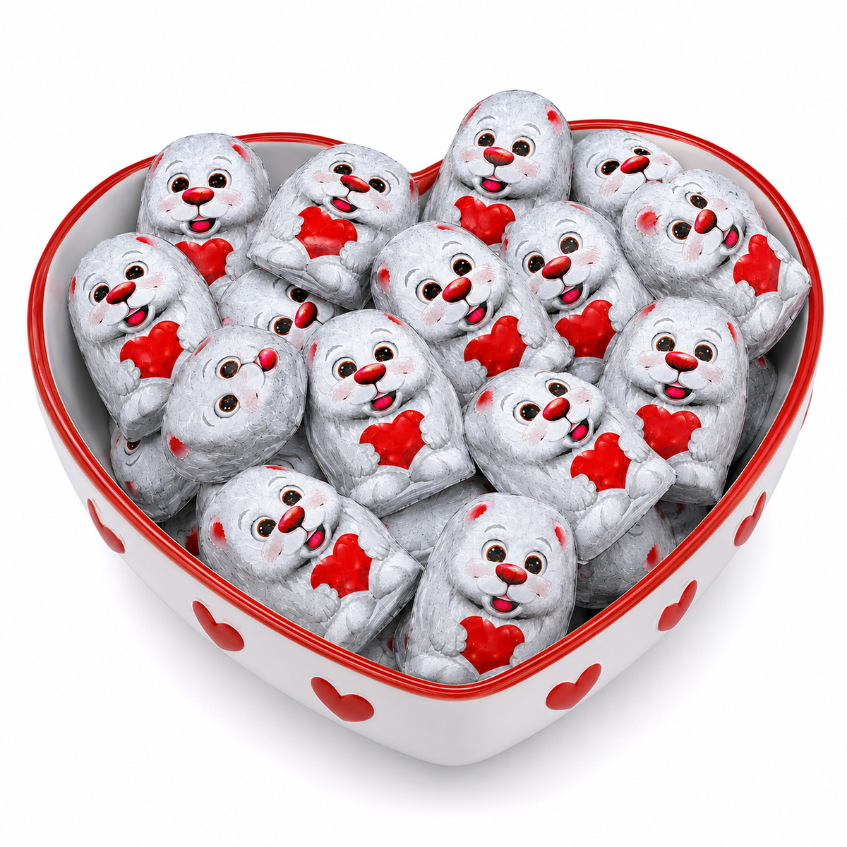 Kinder Mini Friends milk chocolate pieces with milky filling in an individually wrapped bulk bag from Candy In Bulk.