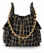 Small Bayshore Bucket Bag by BEACH HAUS in black tweed, featuring a compact design with stylish woven texture.