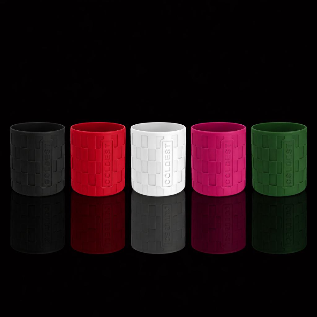 Set of five Coldest branded accessory boots with checker pattern, designed for cold weather protection and style.