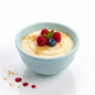 Creamy cheesecake dessert made with AmBari Nutrition protein powder mix, featuring a smooth, rich cheesecake flavor with a crumbly crust.