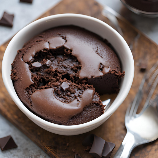 Slice of rich chocolate cake from AmBari Nutrition, showcasing layered chocolate frosting and moist cake texture.