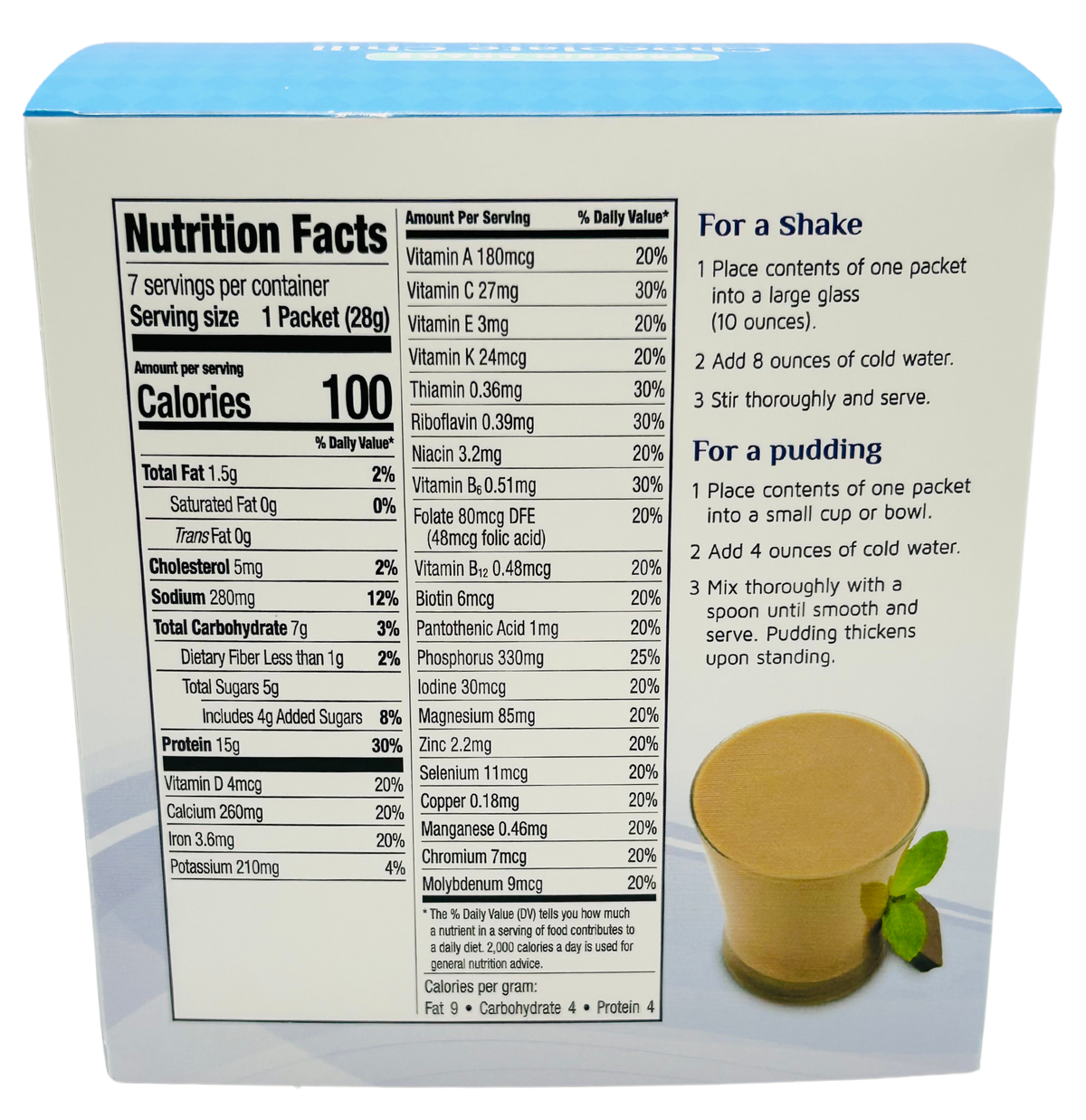 AmBari Nutrition Chocolate Chill Mint Shake in a glass, showcasing a creamy chocolate and mint flavored shake with a smooth texture.