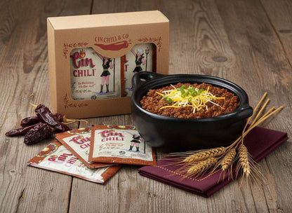 Six-pack Cinderosa Ranch Cin Chili Seasoning Mix gift box with colorful packaging and individual spice packets displayed.
